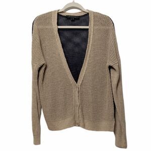 ZEN CASHMERE Colorblock Linen Knit Cardigan M